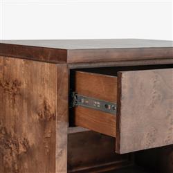 Briella Modern Classic Dark Brown Burl Wood Nightstand|