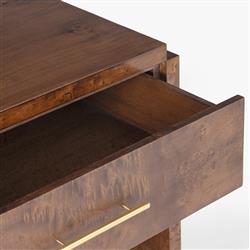 Briella Modern Classic Dark Brown Burl Wood Nightstand|