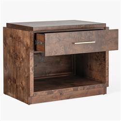 Briella Modern Classic Dark Brown Burl Wood Nightstand|