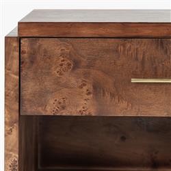 Briella Modern Classic Dark Brown Burl Wood Nightstand|