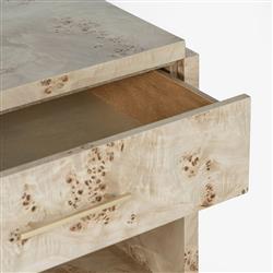 Briella Modern Classic Light Brown Burl Wood Nightstand|