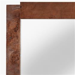 Briella Modern Classic Dark Brown Burl Wood Rectangular Wall Mirror|