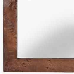 Briella Modern Classic Dark Brown Burl Wood Rectangular Wall Mirror|
