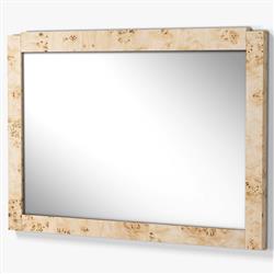 Briella Modern Classic Light Brown Burl Wood Rectangular Wall Mirror|