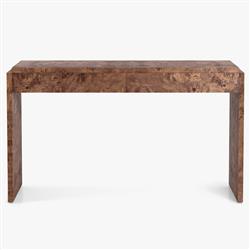 Briella Modern Classic Dark Brown Burl Wood Rectangular Desk|