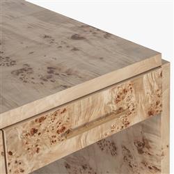 Briella Modern Classic Light Brown Burl Wood Rectangular Desk|