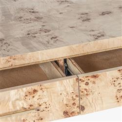 Briella Modern Classic Light Brown Burl Wood Rectangular Desk|