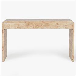 Briella Modern Classic Light Brown Burl Wood Rectangular Desk|