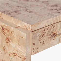 Briella Modern Classic Light Brown Burl Wood Rectangular Desk|