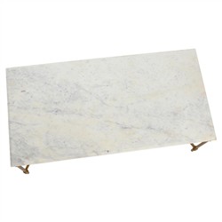 Rhea French Country White Marble Gold Metal Rectangular Coffee Table|