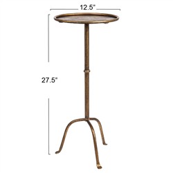 Felix French Country Antique Brass Iron Round Drink Table|