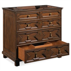 17th Century Updated Traditional White Marble Brown Wood Vanity Sink - 36"|