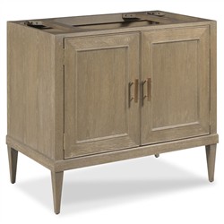 Cerise Updated Traditional White Marble Brown Wood Oak Vanity Sink - 37"|