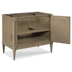 Cerise Updated Traditional White Marble Brown Wood Oak Vanity Sink - 37"|