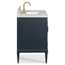 Cerise Updated Traditional White Marble Blue Oak Wood Vanity Sink - 37"|