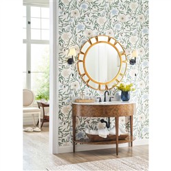 Isla Modern Classic White Marble Brown Burl Demilune Vanity Sink - 47"|