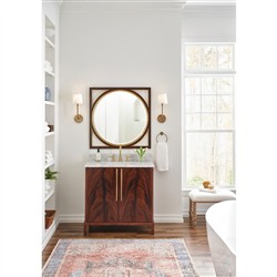 Ridge Updated Traditional White Marble Brown Mahogany Wood Vanity Sink - 37"|