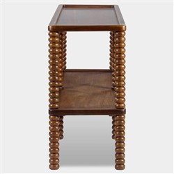 Tobi Updated Traditional Brown Oak Spindle Rectangular Console Table|
