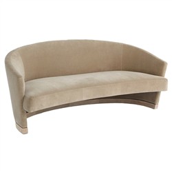 Margaux Modern Classic Beige Velvet Demilune Loveseat - 76"|