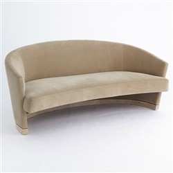 Margaux Modern Classic Beige Velvet Demilune Loveseat - 76"|