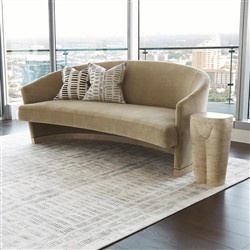 Margaux Modern Classic Beige Velvet Demilune Loveseat - 76"|