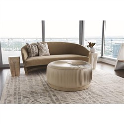 Margaux Modern Classic Beige Velvet Demilune Loveseat - 76"|