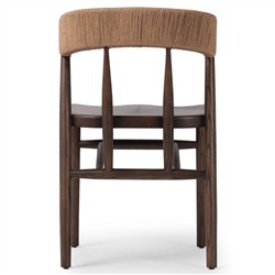 Tanner Updated Traditional Brown Oak Wood Woven Dining Side Chair|