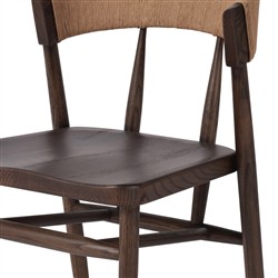 Tanner Updated Traditional Brown Oak Wood Woven Dining Side Chair|