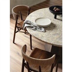 Tanner Updated Traditional Brown Oak Wood Woven Dining Side Chair|