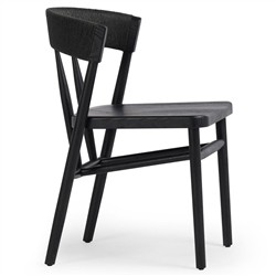 Tanner Updated Traditional Black Oak Wood Woven Dining Side Chair|