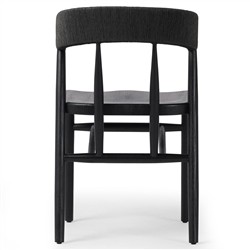 Tanner Updated Traditional Black Oak Wood Woven Dining Side Chair|