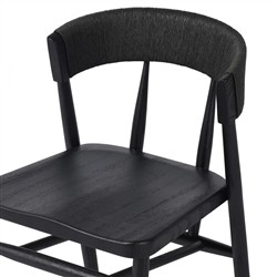 Tanner Updated Traditional Black Oak Wood Woven Dining Side Chair|