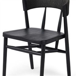 Tanner Updated Traditional Black Oak Wood Woven Dining Side Chair|