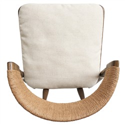 Tanner Updated Traditional Cream Performance Brown Oak Wood Woven Counter Stool|