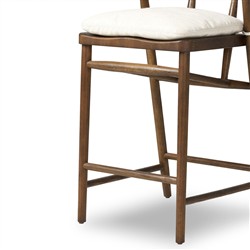 Tanner Updated Traditional Cream Performance Brown Oak Wood Woven Counter Stool|