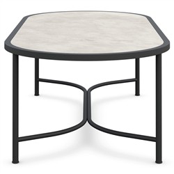 Emeline Albarium Dekton Black Iron Oval Outdoor Dining Table - 96"|