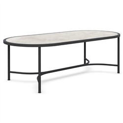 Emeline Albarium Dekton Black Iron Oval Outdoor Dining Table - 96"|