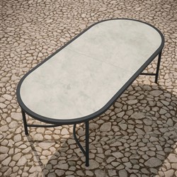 Emeline Albarium Dekton Black Iron Oval Outdoor Dining Table - 96"|