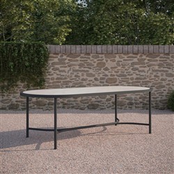 Emeline Albarium Dekton Black Iron Oval Outdoor Dining Table - 96"|
