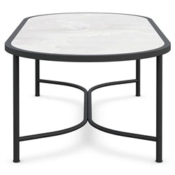 Emeline Helena Dekton Black Iron Oval Outdoor Dining Table - 96"|