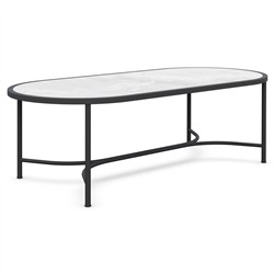 Emeline Helena Dekton Black Iron Oval Outdoor Dining Table - 96"|