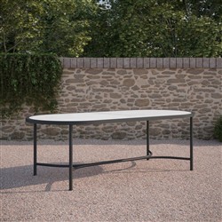 Emeline Helena Dekton Black Iron Oval Outdoor Dining Table - 96"|