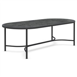 Emeline Micron Dekton Black Iron Oval Outdoor Dining Table - 96"|