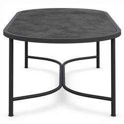 Emeline Micron Dekton Black Iron Oval Outdoor Dining Table - 96"|