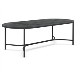 Emeline Micron Dekton Black Iron Oval Outdoor Dining Table - 96"|