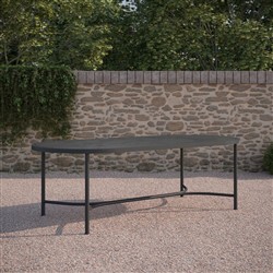 Emeline Micron Dekton Black Iron Oval Outdoor Dining Table - 96"|