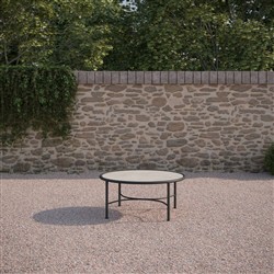 Emeline Albarium Dekton Black Iron Round Outdoor Coffee Table|