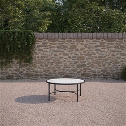 Emeline Helena Dekton Black Iron Round Outdoor Coffee Table|