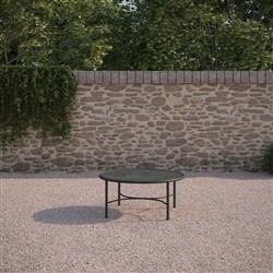 Emeline Micron Dekton Black Iron Round Outdoor Coffee Table|