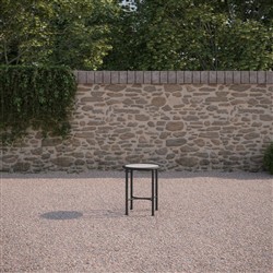 Emeline Albarium Dekton Black Iron Outdoor Round Side Table|